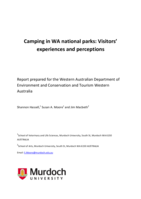 Camping in WA National Parks: Visitors’ experiences and perceptions.