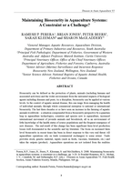 Maintaining biosecurity in aquaculture systems: A constraint or a challenge