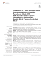 The effects of Lutein and Zeaxanthin supplementation on cognitive function in Adults with Self-Reported mild cognitive complaints: A randomized, Double-Blind, Placebo-Controlled Study