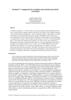 Facebook ™: Engagement for transition and retention beyond the curriculum