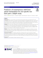 Predictors of instantaneous relief from spinal manipulation for non-specific low back pain: A Delphi study