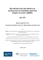 Bio-prospecting and growth of macroalgae on anaerobic digestion piggery effluent (ADPE)