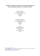 The role of voluntary corporate governance mechanisms on environmental risk disclosure: Australian evidence
