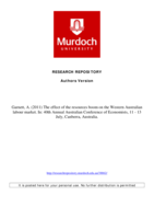 The effect of the resources boom on the Western Australian labour market