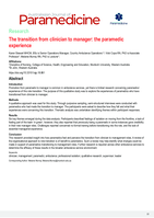 The transition from clinician to manager: The paramedic experience