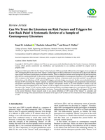 Can We Trust the Literature on Risk Factors and Triggers for Low Back Pain? A Systematic Review of a Sample of Contemporary Literature