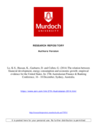 The relation between financial development, energy consumption and economic growth: empirical evidence for the United States