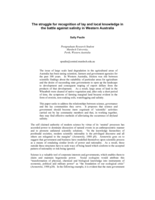 The struggle for recognition of lay and local knowledge inthe battle against salinity in Western Australia