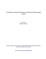 'Troubling' vocational education and training in disadvantaged schools