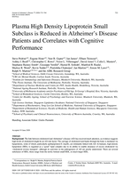 Plasma high density lipoprotein small subclass is reduced in Alzheimer’s disease patients and correlates with cognitive performance