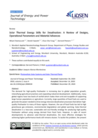 Solar thermal energy stills for desalination: A review of designs, operational parameters and material advances