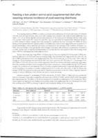 Feeding a low protein amino-acid supplemented diet after weaning reduces incidence of post-weaning diarrhoea