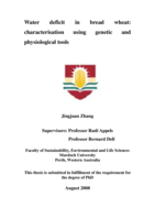 Water deficit in bread wheat: Characterisation using genetic and physiological tools