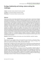 Ecology, biodiversity and mining: Science and solving the challenges