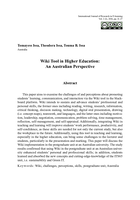 Wiki tool in higher education: An Australian Perspective
