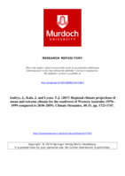 Regional climate projections of mean and extreme climate for the southwest of Western Australia (1970–1999 compared to 2030–2059)