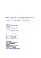 Attitudes to work/life balance of women in Singapore, Hong Kong and China: Working for the family and more?