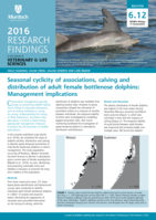 Seasonal cyclicity of associations, calving and distribution of adult female bottlenose dolphins: Management implications