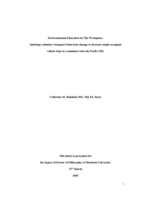 Environmental education in the workplace: Inducing voluntary transport behaviour change to decrease single occupant vehicle trips by commuters into the Perth CBD
