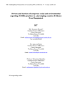 Drivers and barriers of corporate social and environmental reporting in an emerging economy: Evidence from Bangladesh