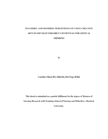 Teachers' and mothers' perceptions of using creative arts to develop children's potential for critical thinking