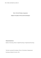 Fly-in / fly-out working arrangements:  Employee perceptions of work and personal impacts