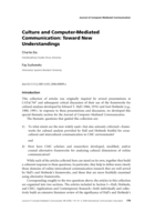 Culture and computer-mediated communication: Toward new understandings