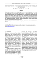 Developments in corporate governance: The case of Vietnam