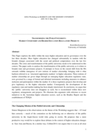 Transforming the public university: Market citizenship and higher education regulatory projects