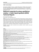 Reference materials for phase equilibrium studies. 2. Solid–liquid equilibria (IUPAC Technical Report)
