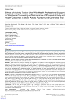 Effects of activity tracker use with health professional support or telephone counseling on maintenance of physical activity and health outcomes in older adults: Randomized Controlled Trial