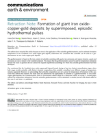 Retraction Note: Formation of giant iron oxide-copper-gold deposits by superimposed, episodic hydrothermal pulses