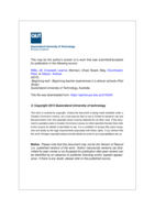 Beginning well: Beginning teacher experiences in Lutheran Schools (Pilot Study)