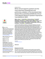 Which clinical research questions are the most important? Development and preliminary validation of the Australia & New Zealand Musculoskeletal (ANZMUSC) Clinical Trials Network Research Question Importance Tool (ANZMUSC-RQIT)