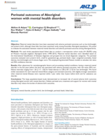 Perinatal outcomes of Aboriginal women with mental health disorders