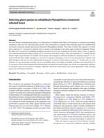 Selecting plant species to rehabilitate Phytophthora cinnamomi infested forest