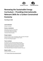 Renewing the Sustainable Energy Curriculum – Providing Internationally Relevant Skills for a Carbon Constrained Economy : Final Report 2014