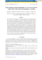 Exact testing for heteroscedasticity in a two‐way layout in variety frost trials when incorporating a covariate