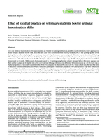 Effect of foosball practice on veterinary students’ bovine artificial insemination skills