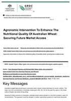 Agronomic Intervention To Enhance The Nutritional Quality Of Australian Wheat: Securing Future Market Access