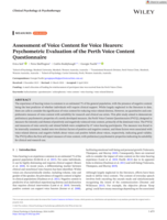 Assessment of Voice Content for Voice Hearers: Psychometric Evaluation of the Perth Voice Content Questionnaire