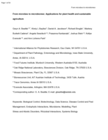 From microbes to microbiomes: Applications for plant health and sustainable agriculture