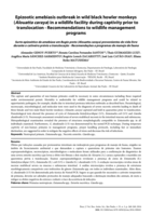 Epizootic amebiasis outbreak in wild black howler monkeys (Alouatta caraya) in a wildlife facility during captivity prior to translocation - Recommendations to wildlife management programs