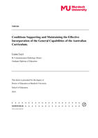 Conditions Supporting and Maintaining the Effective Incorporation of the General Capabilities of the Australian Curriculum