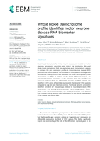 Whole blood transcriptome profile identifies motor neurone disease RNA biomarker signatures