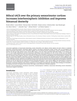 Bifocal tACS over the primary sensorimotor cortices increases interhemispheric inhibition and improves bimanual dexterity