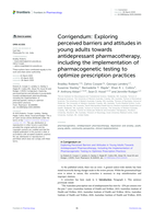Corrigendum: Exploring perceived barriers and attitudes in young adults towards antidepressant pharmacotherapy, including the implementation of pharmacogenetic testing to optimize prescription practices (vol 15, 1526101, 2025)