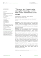 “This is my why.” Exploring the concept of meaningful work in early-career veterinarians across Canada