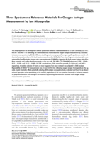 Three Spodumene Reference Materials for Oxygen Isotope Measurement by Ion Microprobe