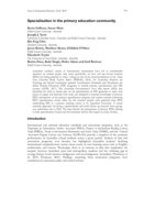 Specialisation in the primary education community